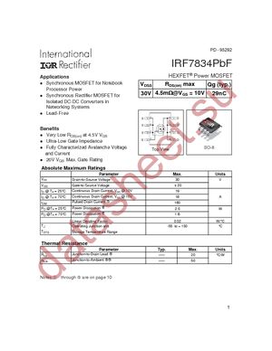 IRF7834PBF datasheet  